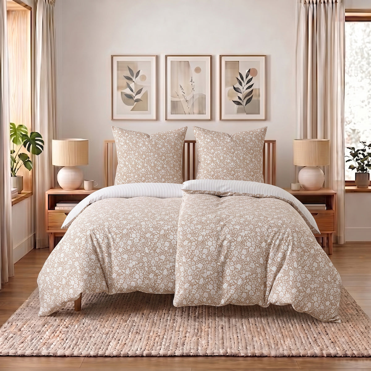 Bettwäsche Meadow Beige, Reißverschluss, 80x80 cm Kissenbezug, Polycotton – Bild 10