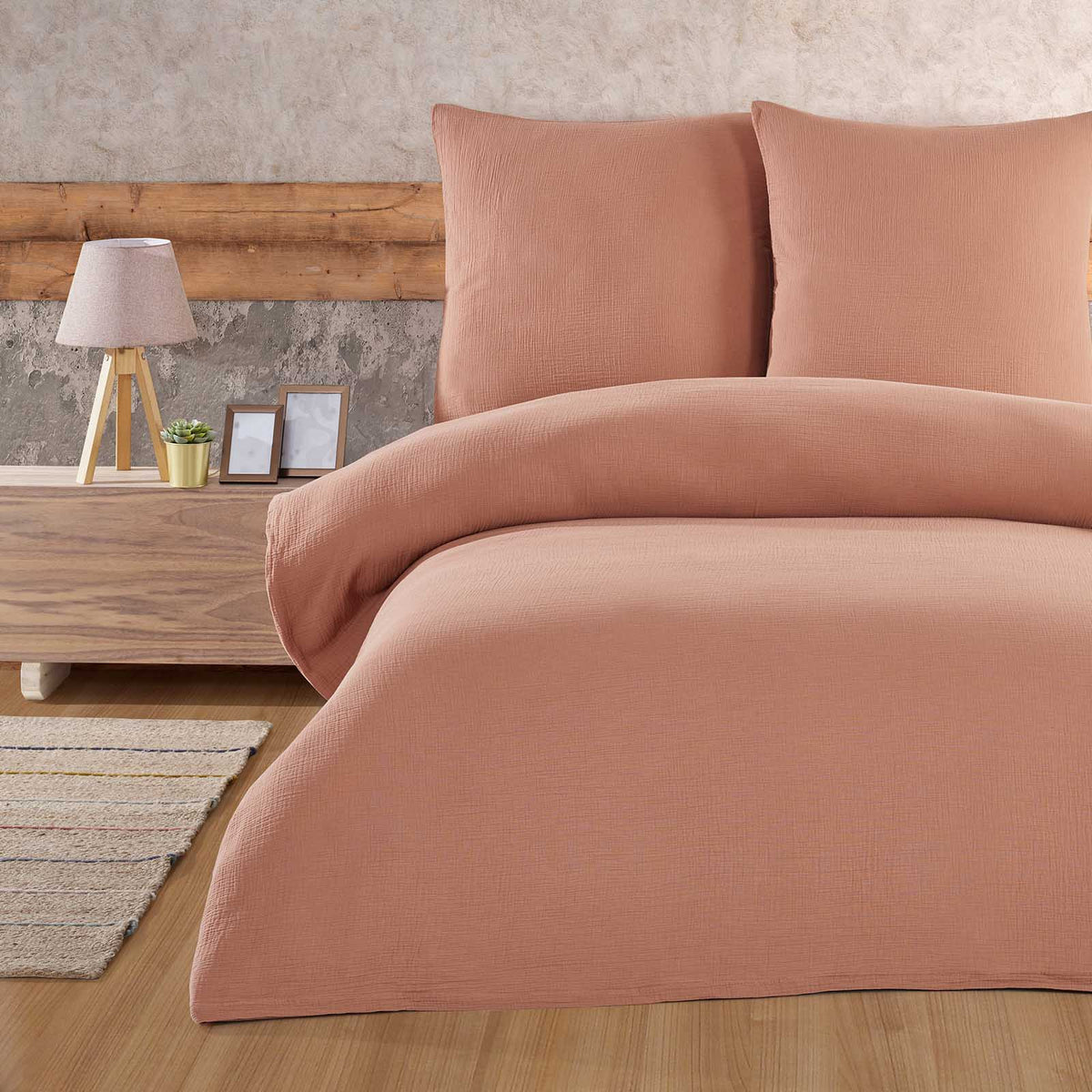 Buymax® Musselin Bettwäsche Set aus Baumwolle, Beige