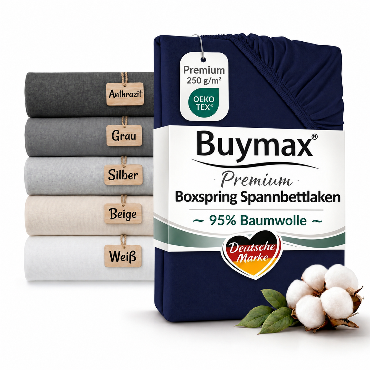Premium Boxspringbett Spannbettlaken 140x200–160x220 cm – Bild 34