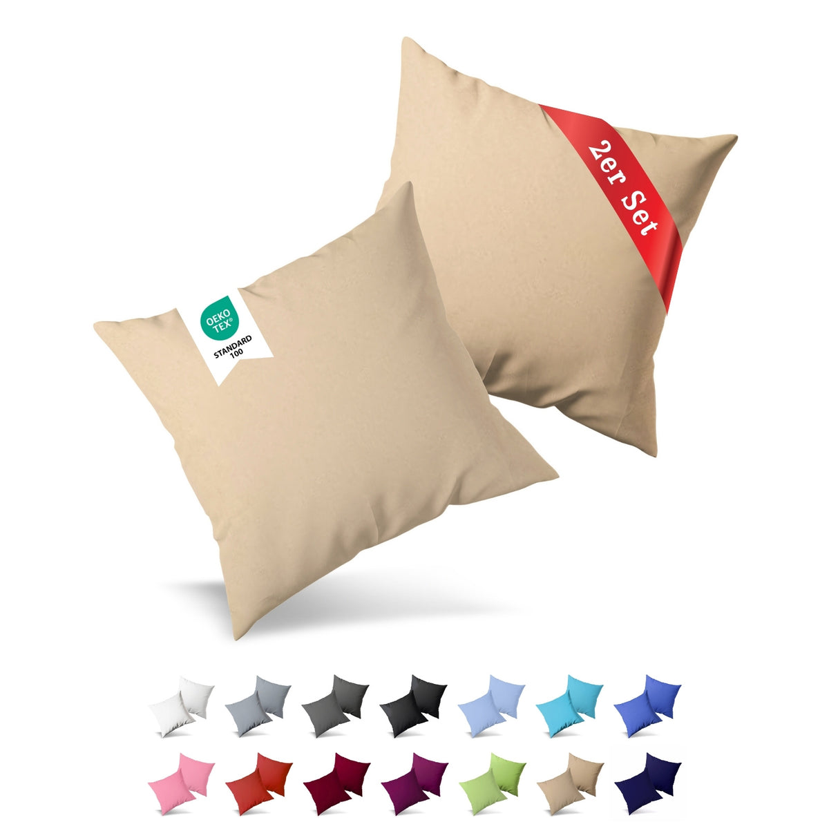Jersey Kissenbezug, 2er-Set, 40x60 cm