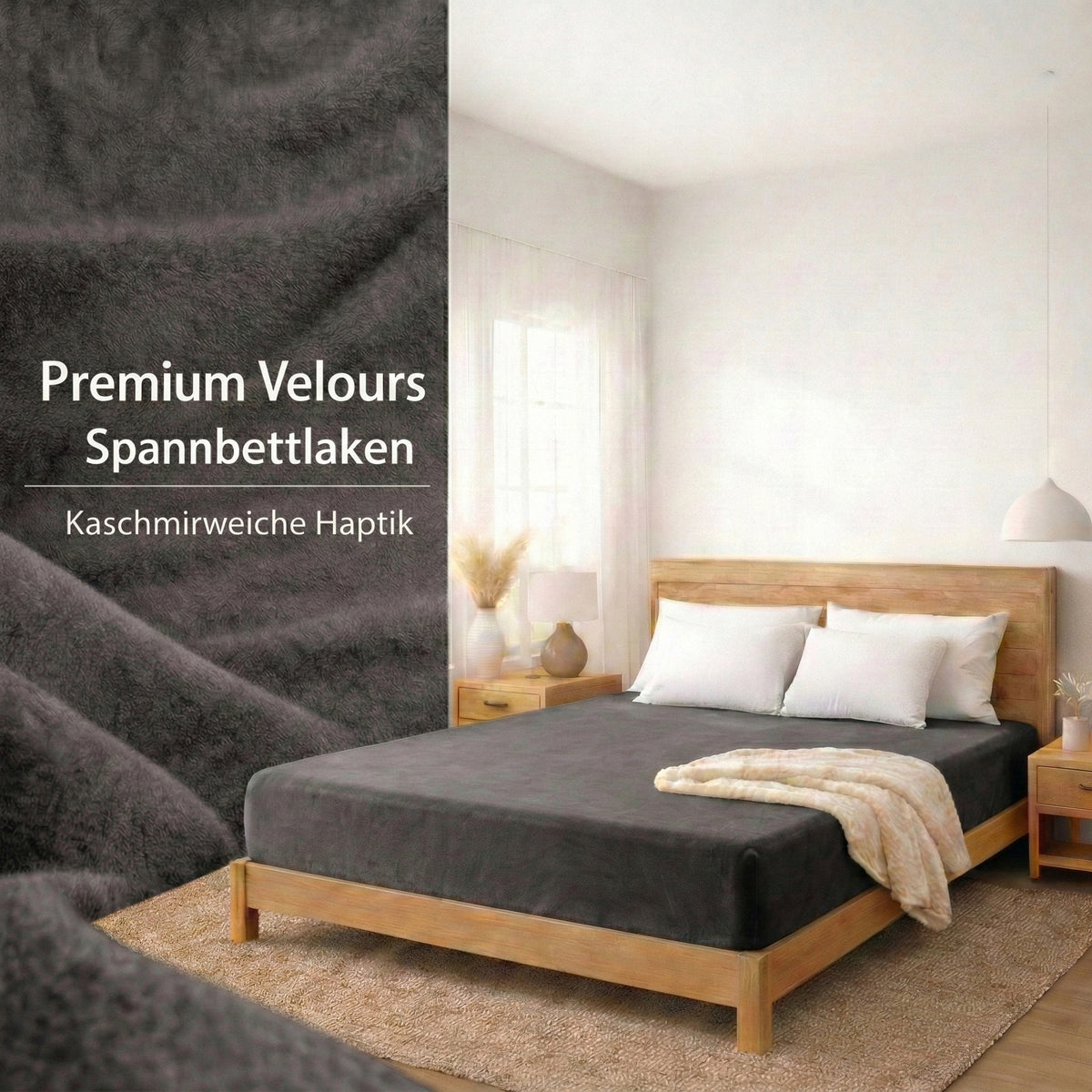 Premium Baumwoll Velours Spannbettlaken 140x200 cm – 160x200 cm – Bild 2