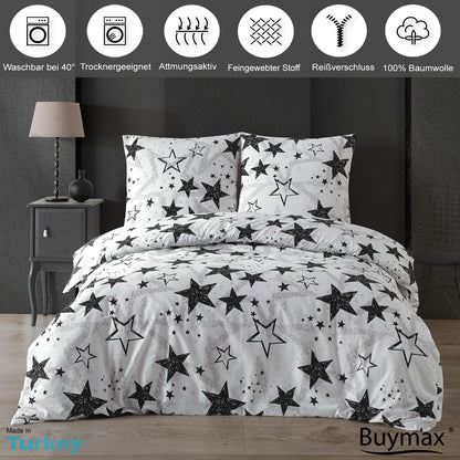 Renforcé Bettwäsche Set Stella, 100% Baumwolle, Reißverschluss, 80x80 cm Kissenbezug – Bild 2