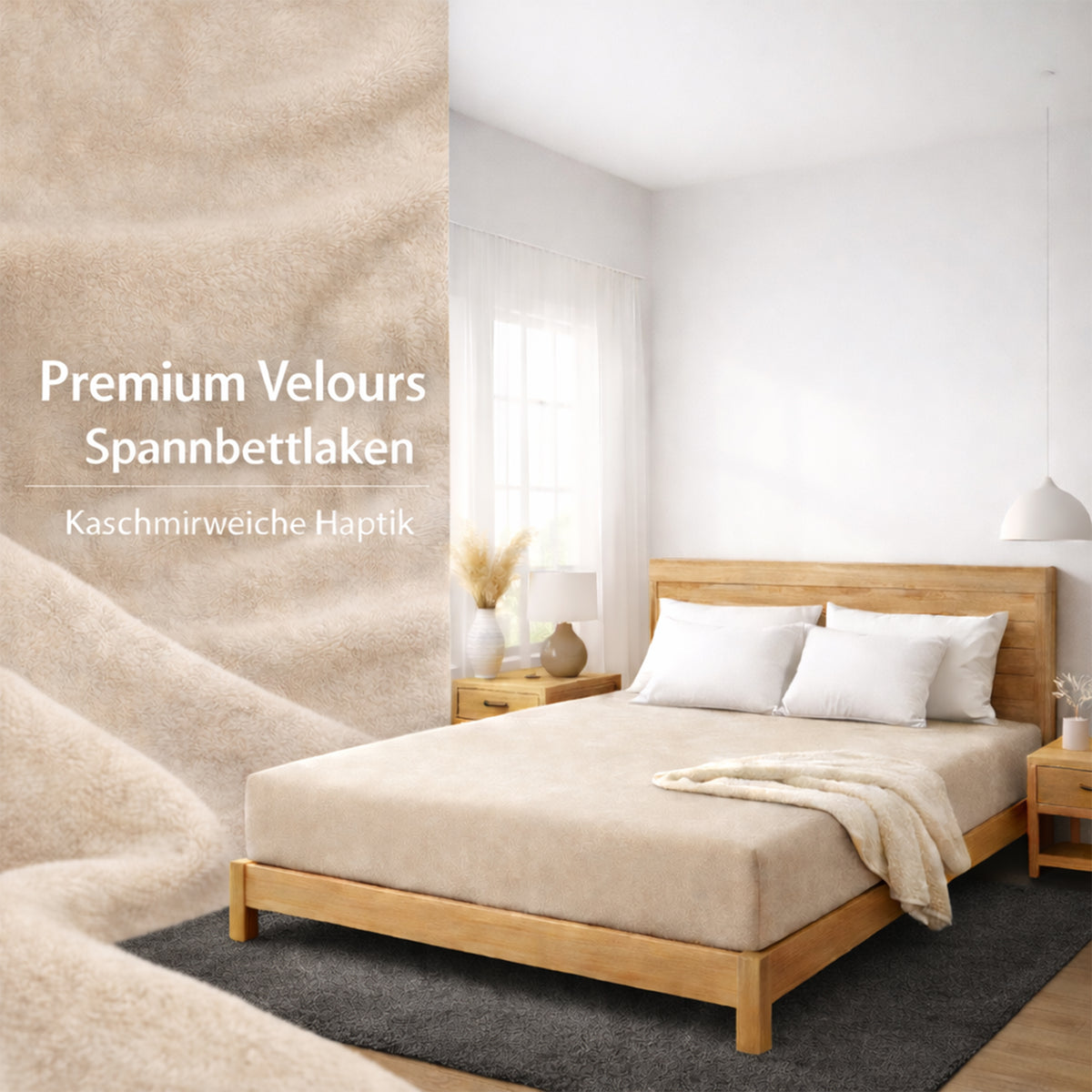 Premium Baumwoll Velours Spannbettlaken 90x200-100x200 cm – Bild 3