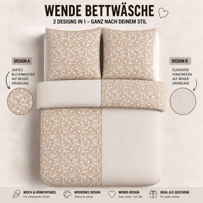 Bettwäsche Meadow Beige, Reißverschluss, 80x80 cm Kissenbezug, Polycotton – Bild 4