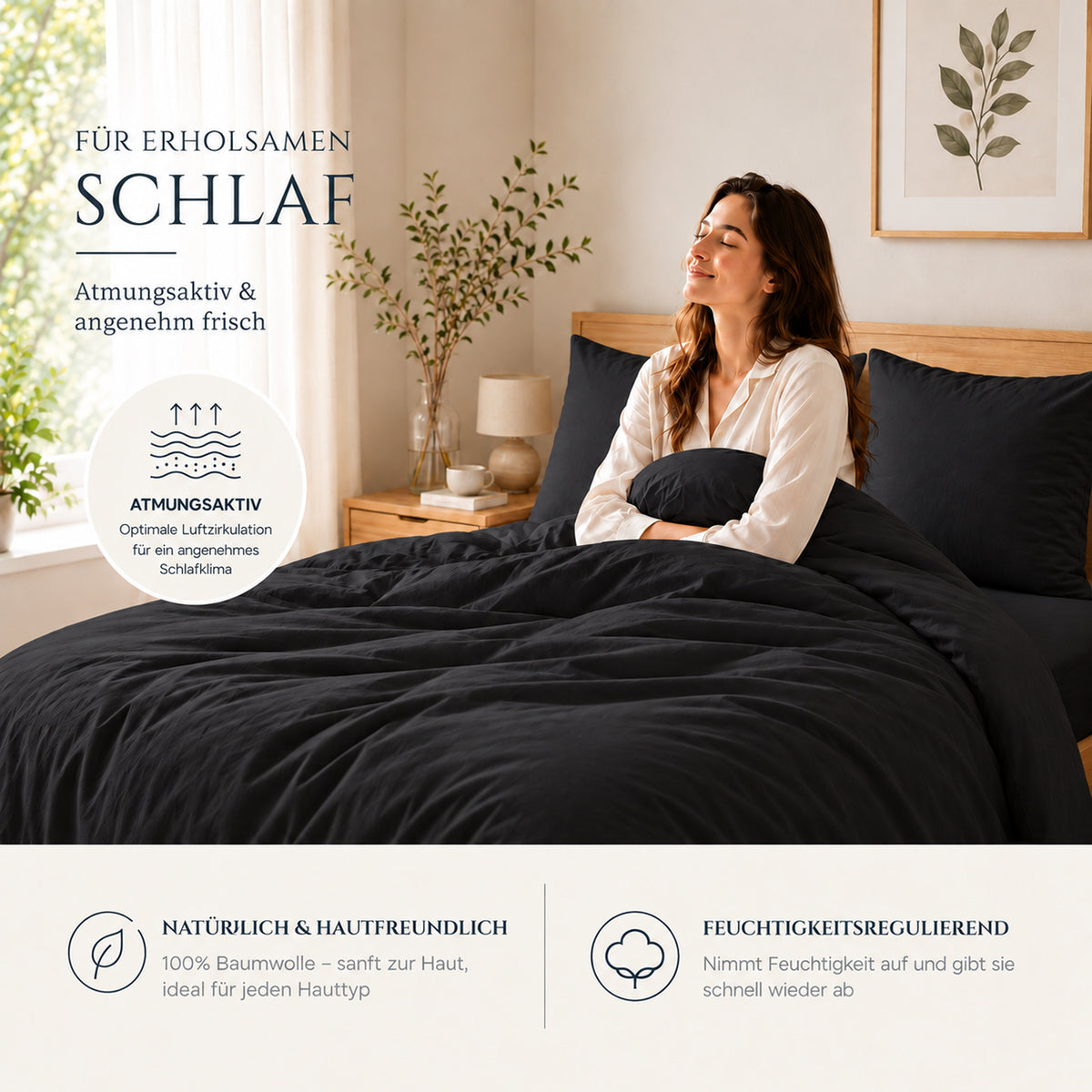 Renforcé Bettwäsche Uni, 100 % Baumwolle, mit Reißverschluss