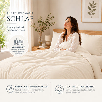 Renforcé Bettwäsche Uni, 100 % Baumwolle, mit Reißverschluss