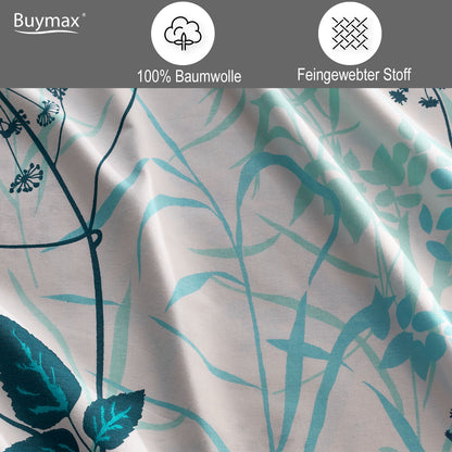 Renforcé Bettwäsche "Blue Garden", 100 % Baumwolle, Reißverschluss