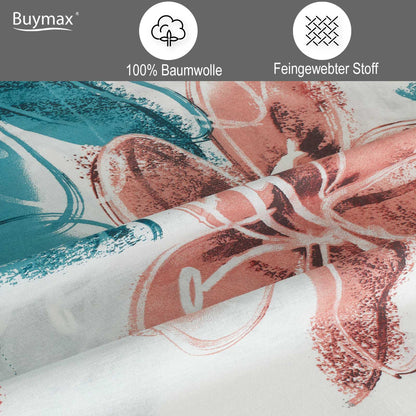 Renforcé Bettwäsche Set Trendy, Blumen, 100% Baumwolle, Reißverschluss, 80x80 cm Kissenbezug – Bild 3