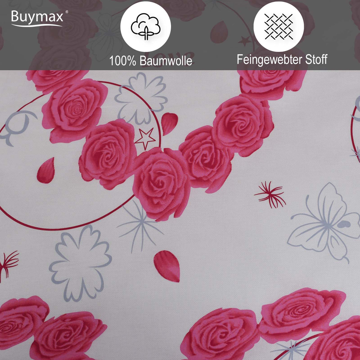 Renforcé Bettwäsche Love, Herzenmuster, 100% Baumwolle, 155x220 cm, 80x80 cm Kissenbezug – Bild 3