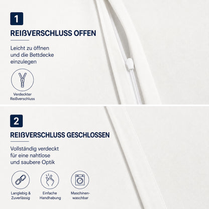 4 teilig Bettwäsche 135x200 Renforcé Uni Weiß – Bild 4