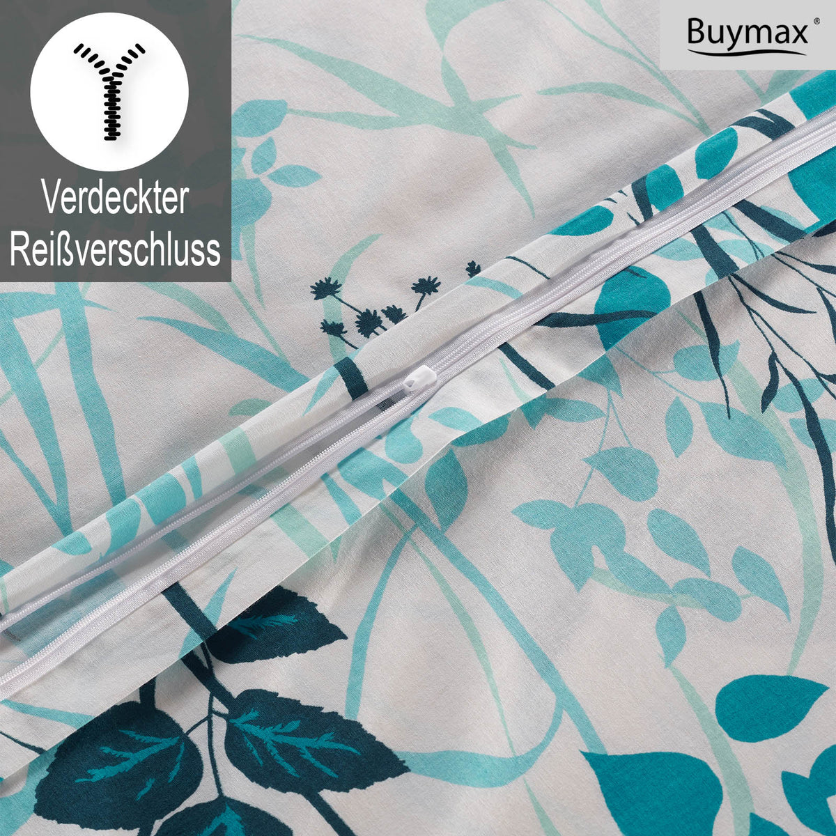 Renforcé Bettwäsche "Blue Garden", 100 % Baumwolle, Reißverschluss