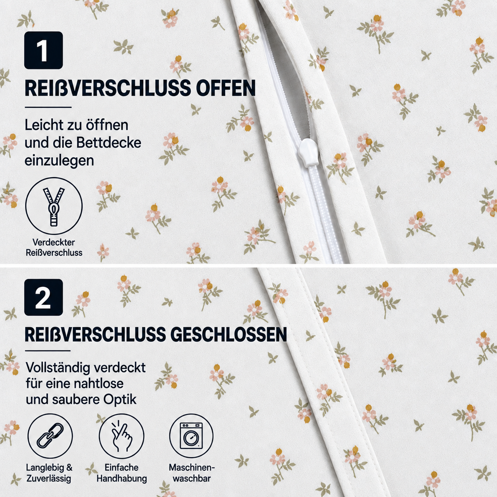 Bettwäsche Poem, Reißverschluss, 80x80 cm Kissenbezug, Polycotton – Bild 4