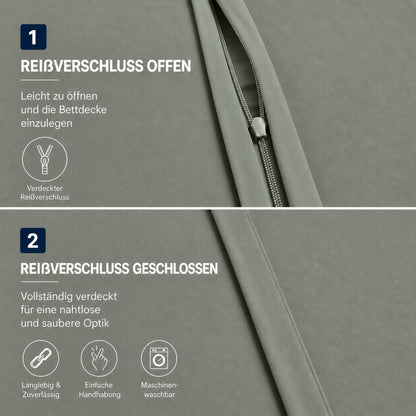 Renforcé Bettwäsche Uni, 100 % Baumwolle, mit Reißverschluss