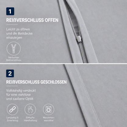 4 teilig Bettwäsche 135x200 Renforcé Uni Anthrazitgrau – Bild 4