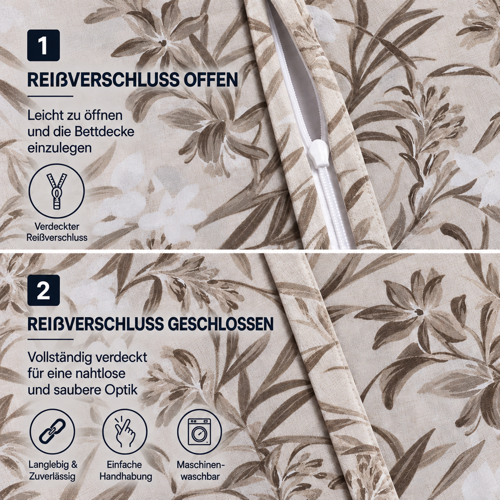 Bettwäsche Yaprak, Reißverschluss, 80x80 cm Kissenbezug, Polycotton – Bild 4