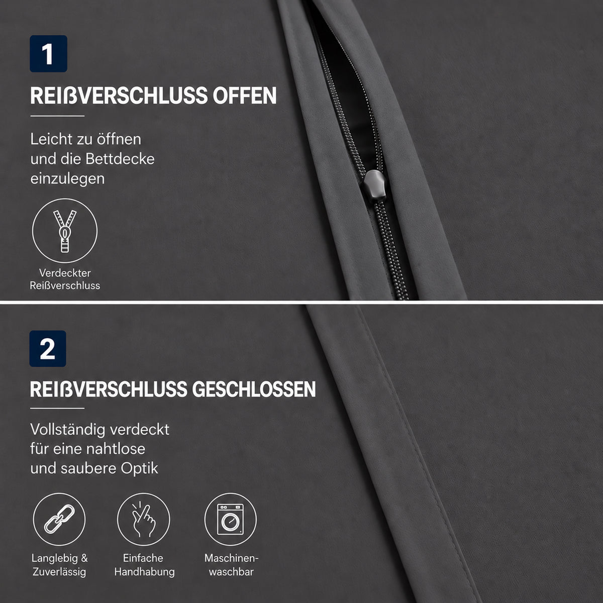 Renforcé Bettwäsche Uni, 100 % Baumwolle, mit Reißverschluss