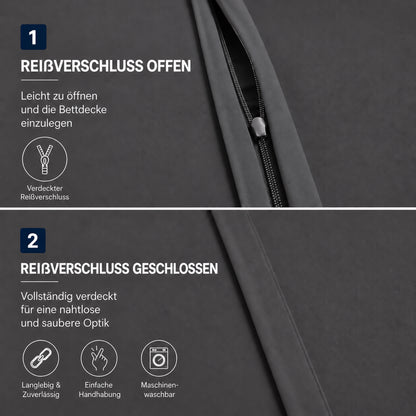 4 teilig Bettwäsche 155x220 Renforcé Uni Anthrazit – Bild 4