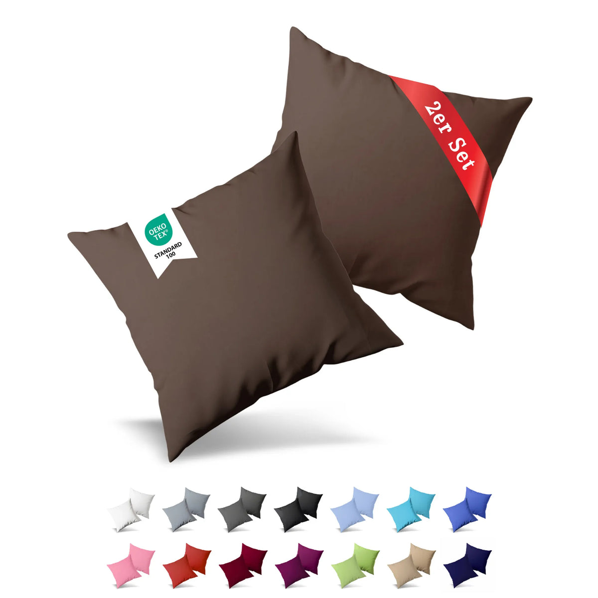 Jersey Kissenbezug, 2er-Set, 80x80 cm – Bild 15