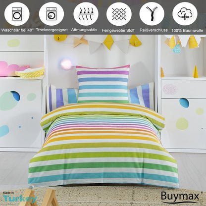 Regenbogen Bettwäsche für Kinder aus 100 % Baumwolle – 135x200 cm