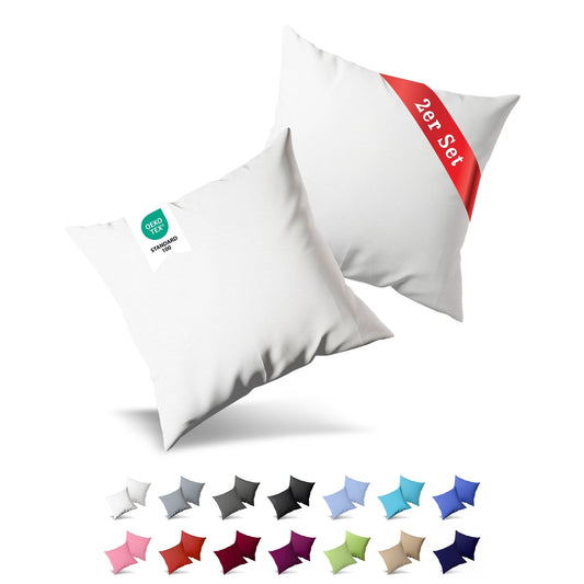 Jersey Kissenbezug, 2er-Set,  40x60 cm, Weiß