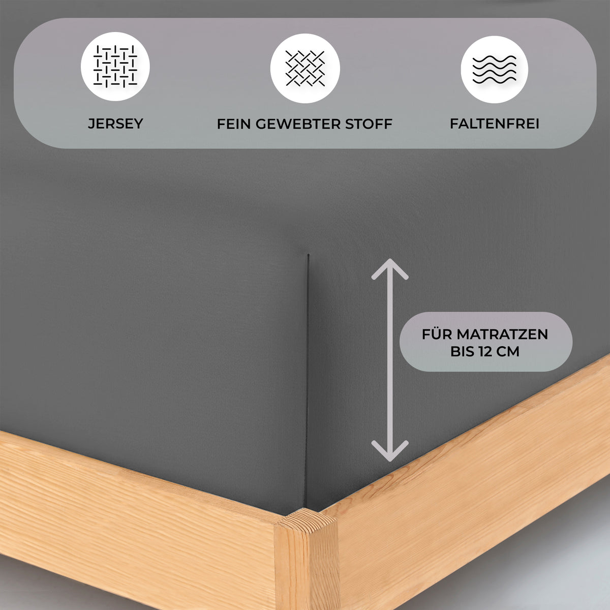 Topper, Spannbettlaken, Anthrazitgrau, Ecke